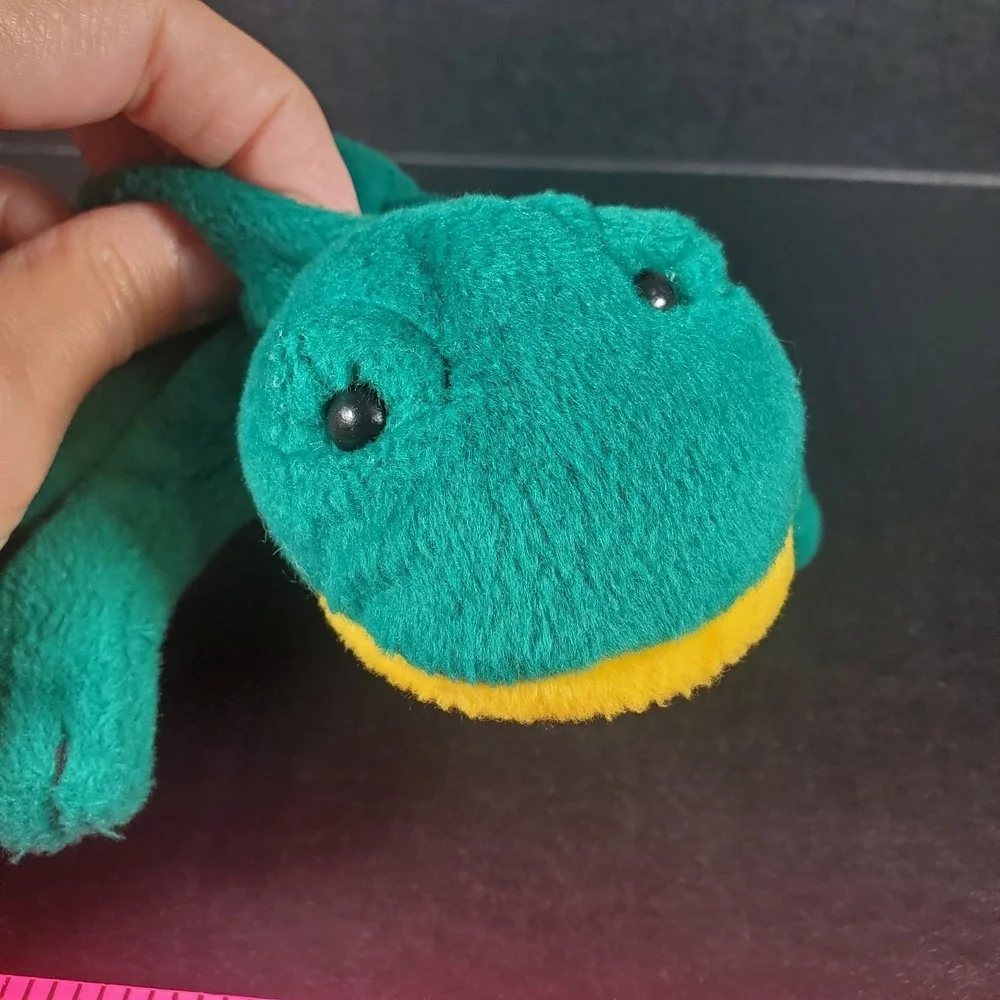 Vintage Green Frog Yellow Bean Belly Plush Head 8